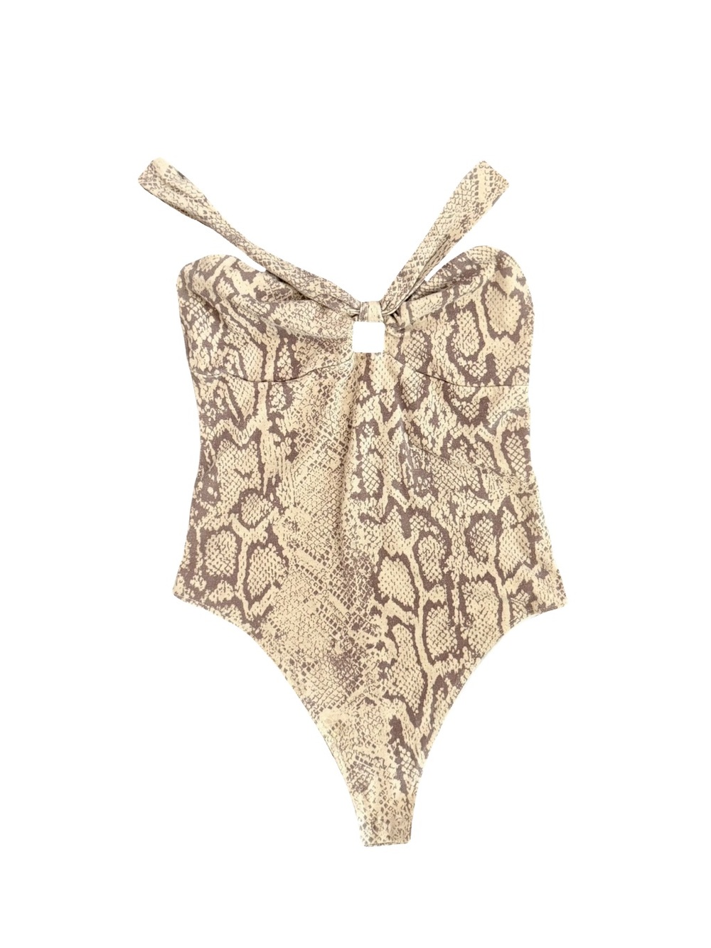 NWOT GIANNI BINI CREAM SNAKESKIN PRINT BODYSUIT // SIZE XS 🫶🏼